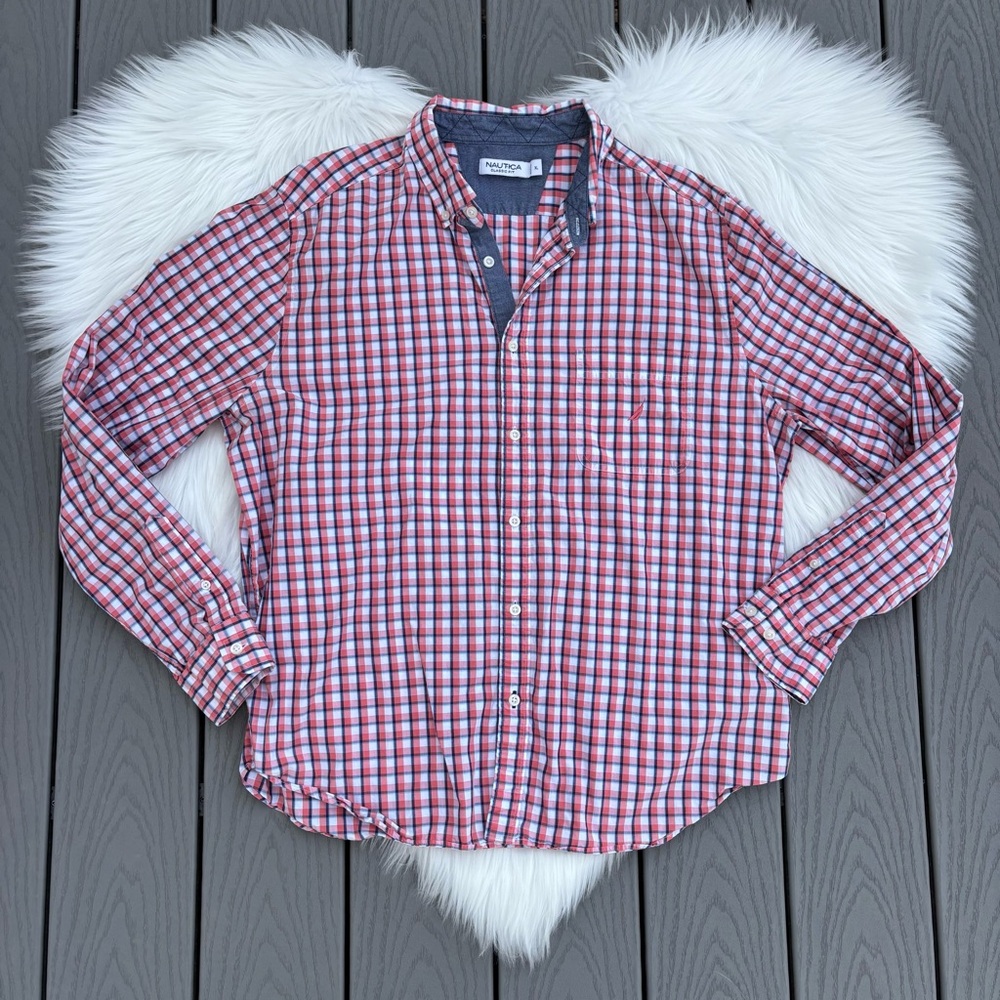 Mens Nautica Plaid Button Down Shirt
